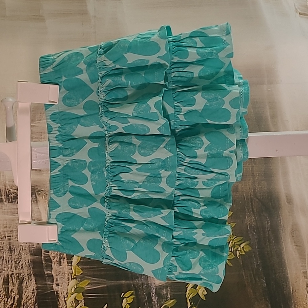 Circo Girls Large 10 12 turquoise hearts tie-dyed skort with layered ruffles